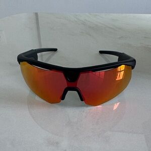 AI Camera Bluetooth Sports Sunglasses with Red-Orange Mirrored Lens